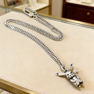 Chaîne Curb en argent 3D Pikachu pendentif collier