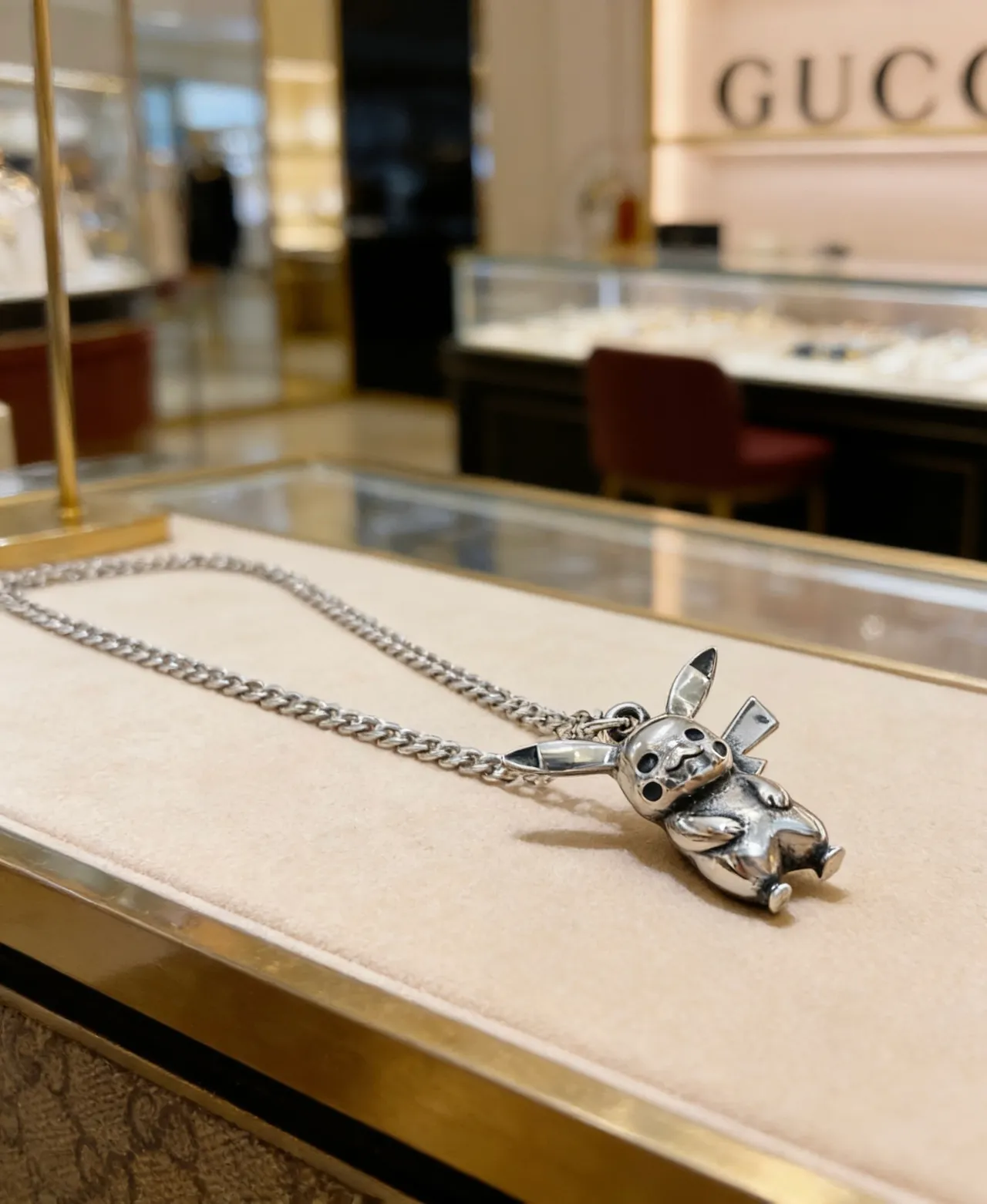 Silver Curb Chain 3D Pikachu Pendant Necklace 4
