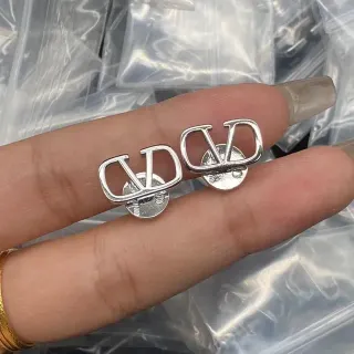 Silver Geometric Monogram Stud Style Earrings