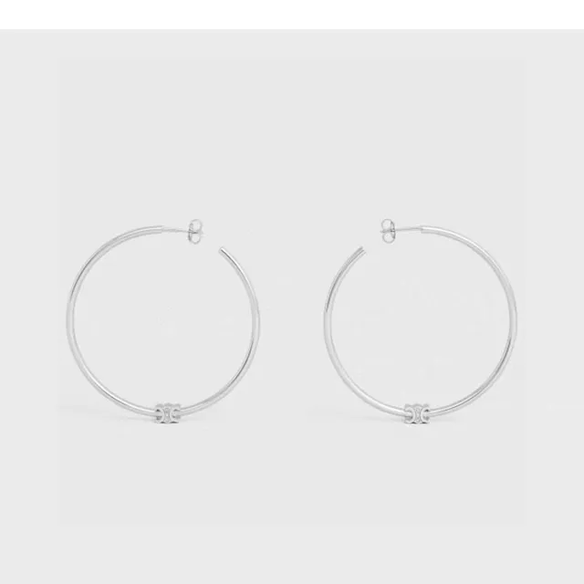 Silver Gold Hoop Polished Metal Earrings 6