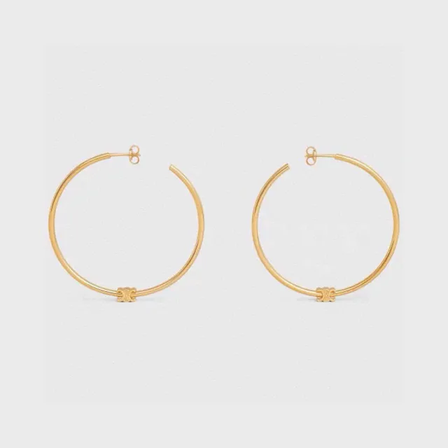 Silver Gold Hoop Polished Metal Earrings 7