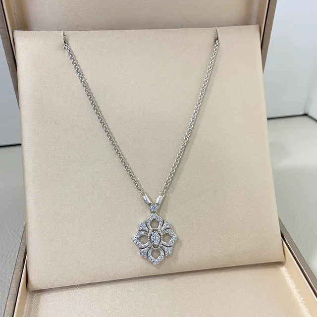 Silver Gold Layered Floral Motif Necklace 3