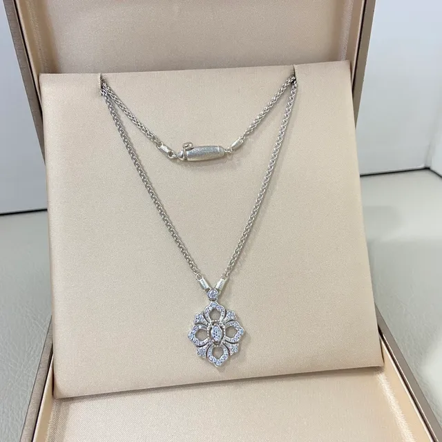 Silver Gold Layered Floral Motif Necklace 4