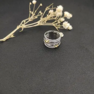Silver Gold Multi-Band Twisted Rope Texture Ring