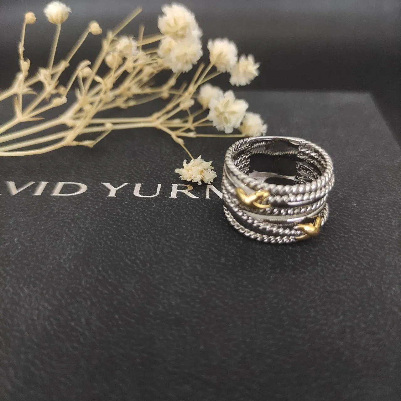 Silver Gold Multi-Band Twisted Rope Texture Ring 2