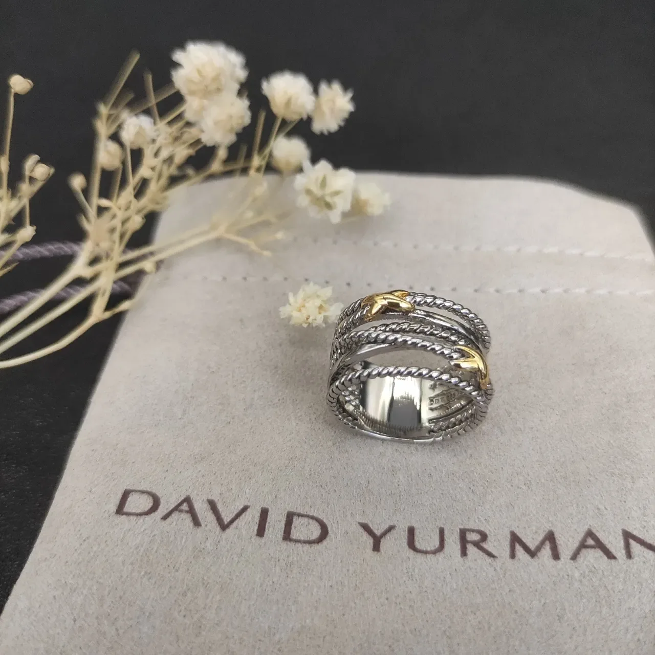 Silver Gold Multi-Band Twisted Rope Texture Ring 4