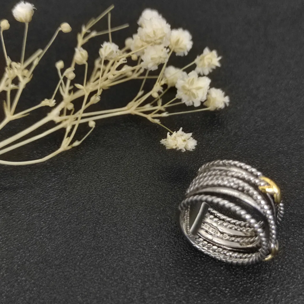 Silver Gold Multi-Band Twisted Rope Texture Ring 6