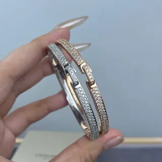 Brazalete Bisagra Plata y Oro Pavé-Set