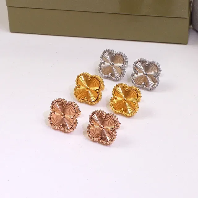 Silver Gold Quatrefoil Stud Beaded Border Earrings 6