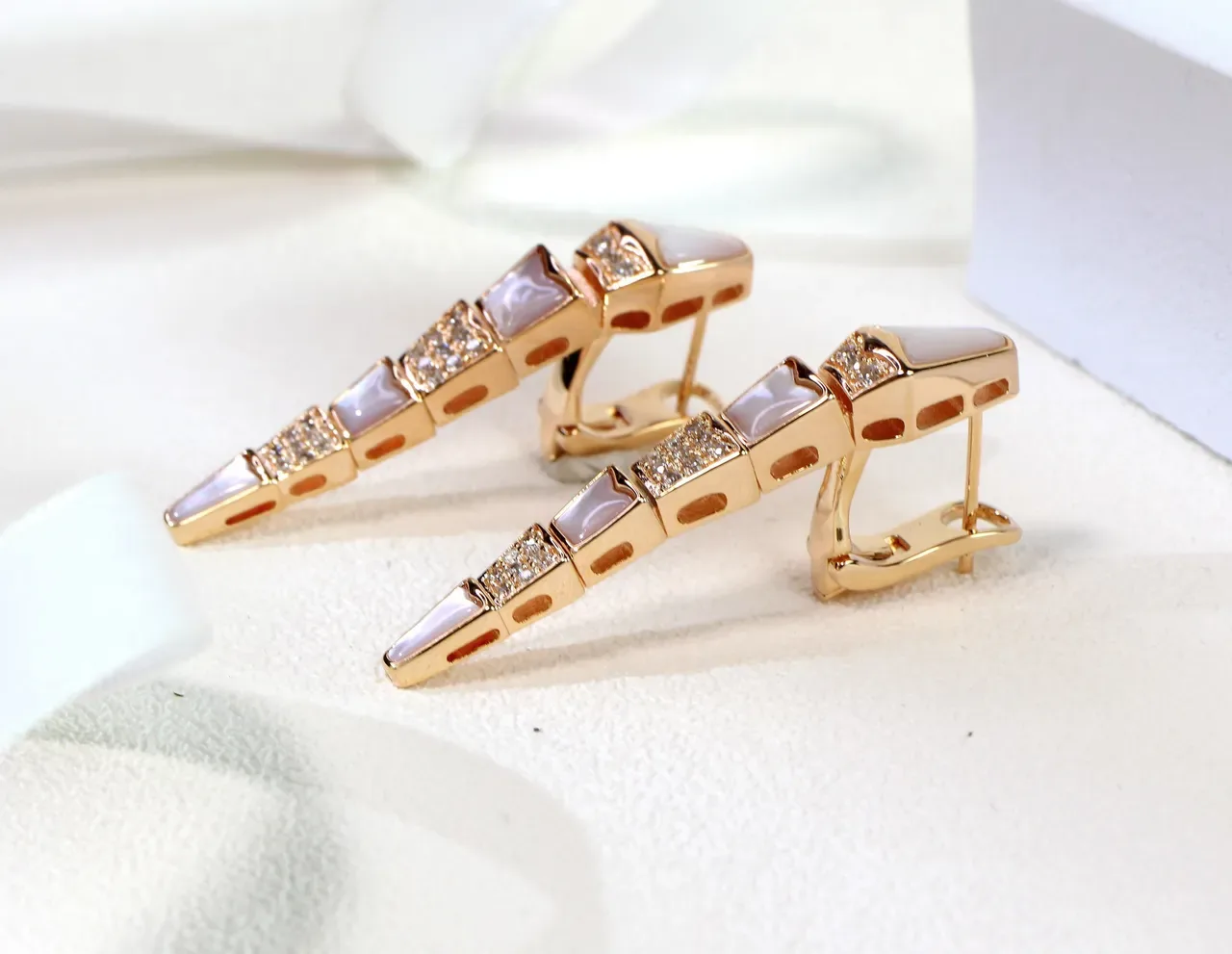 Silver Gold Tapered Geometric Mother-of-Pearl Inlay Jewelry 6