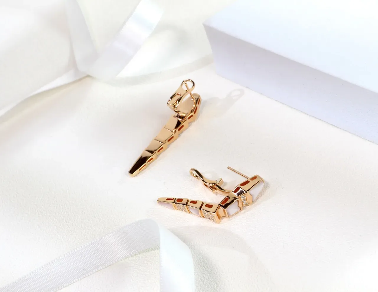 Silver Gold Tapered Geometric Mother-of-Pearl Inlay Jewelry 8