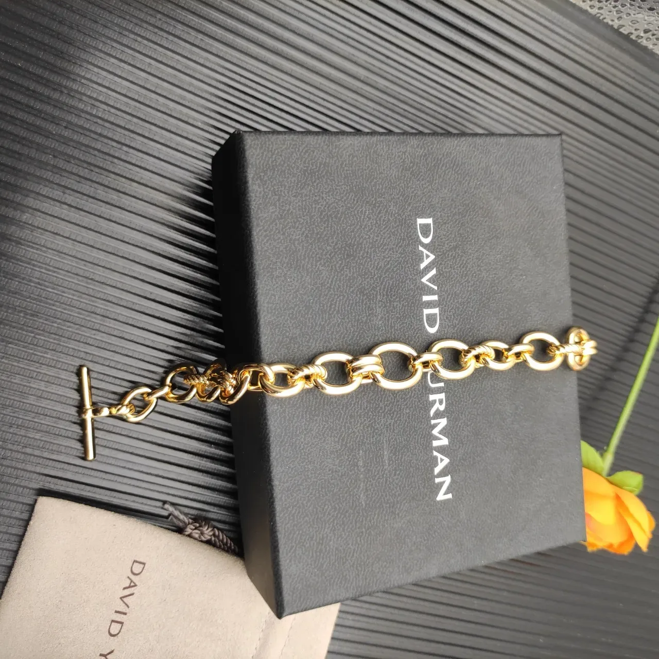 Silver Gold Twisted-Link Oval Chain Toggle Clasp Closure Bracelet 11