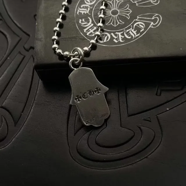 Silver Hamsa Hand Pendant Evil Eye Motif Necklace 2