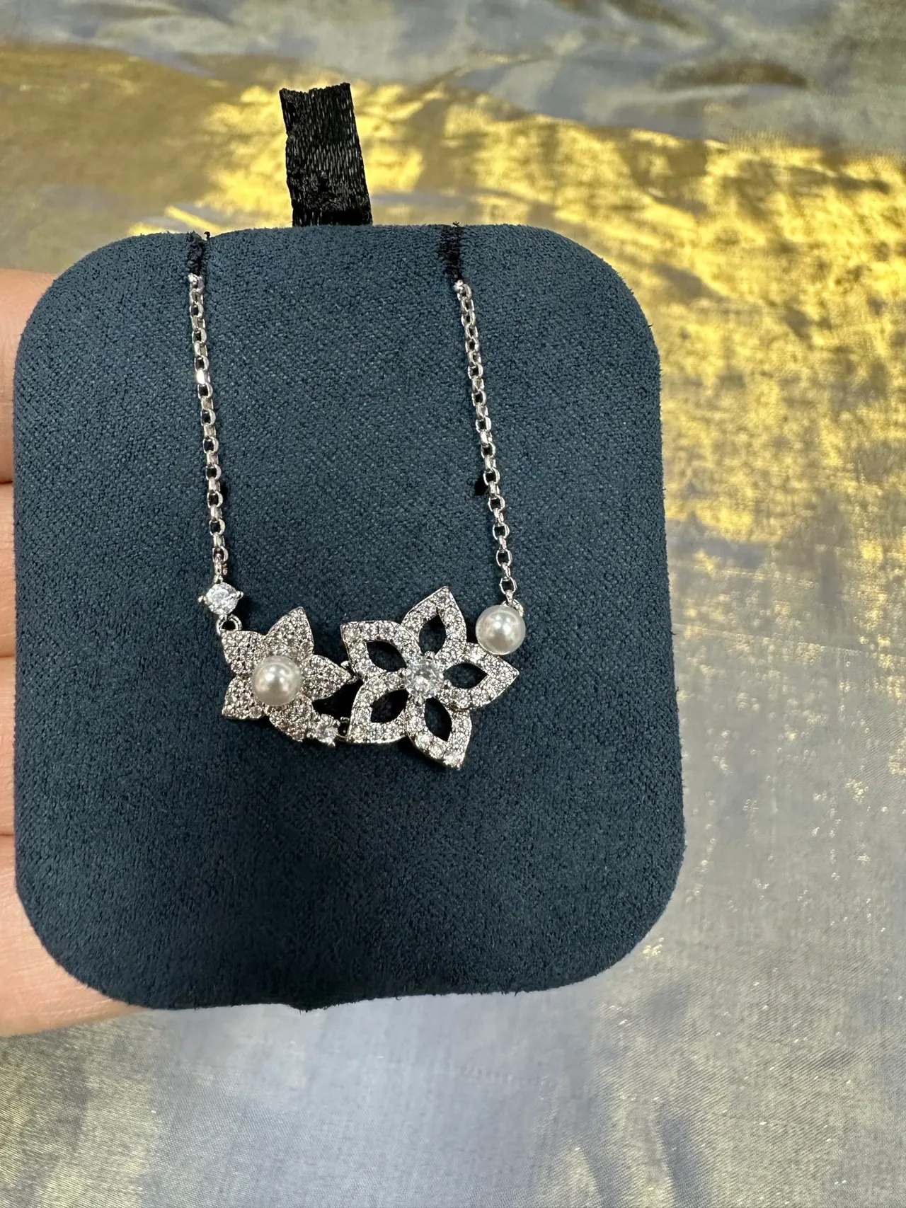 Silver Navy Chain Floral Openwork Pendant Necklace 7