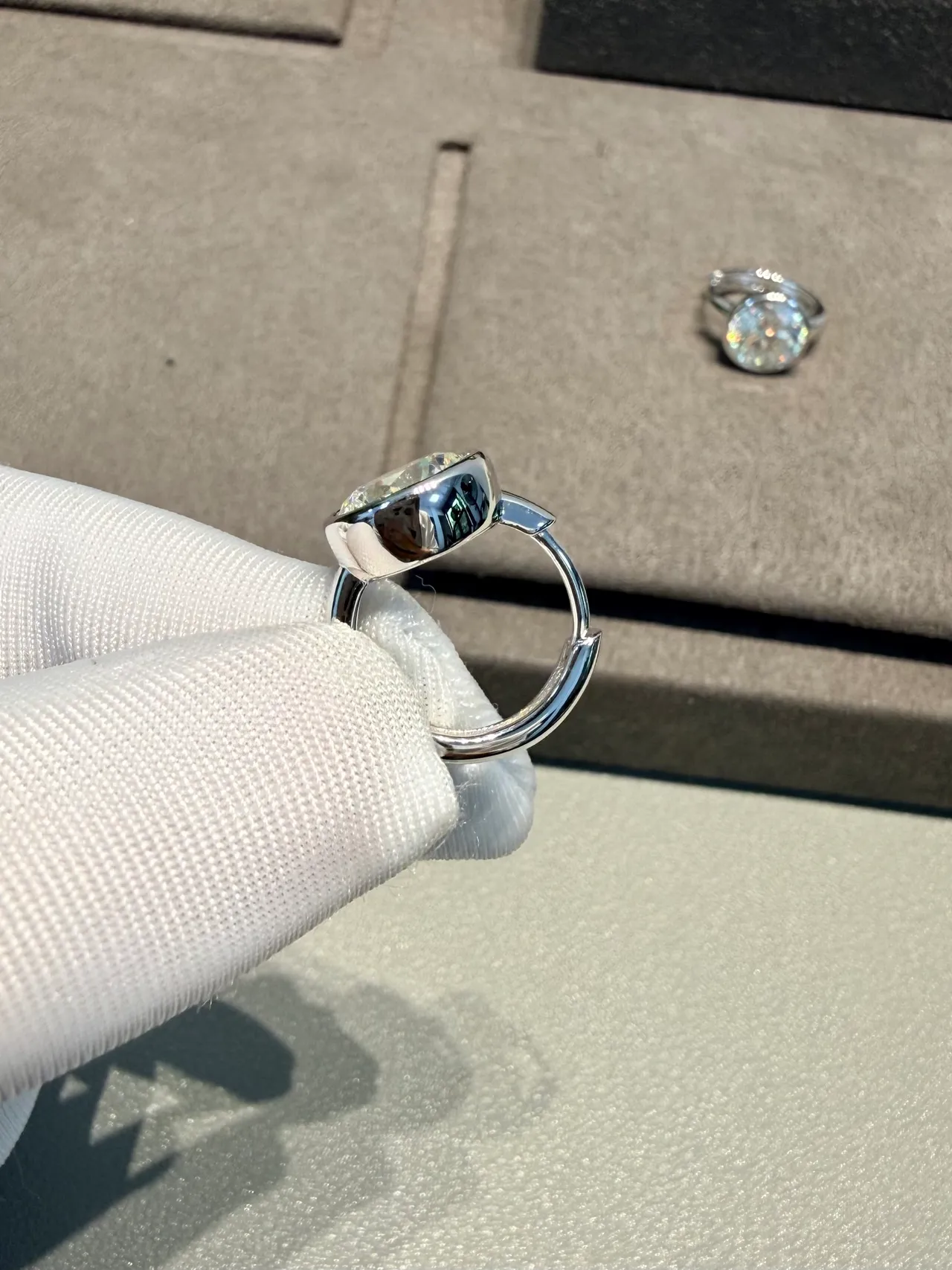 Silver Polished Open-Back Bezel Ring 6