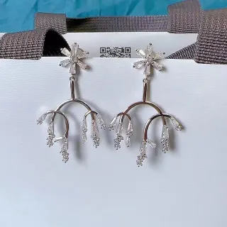Silver-Tone Floral Branch Chandelier Earrings