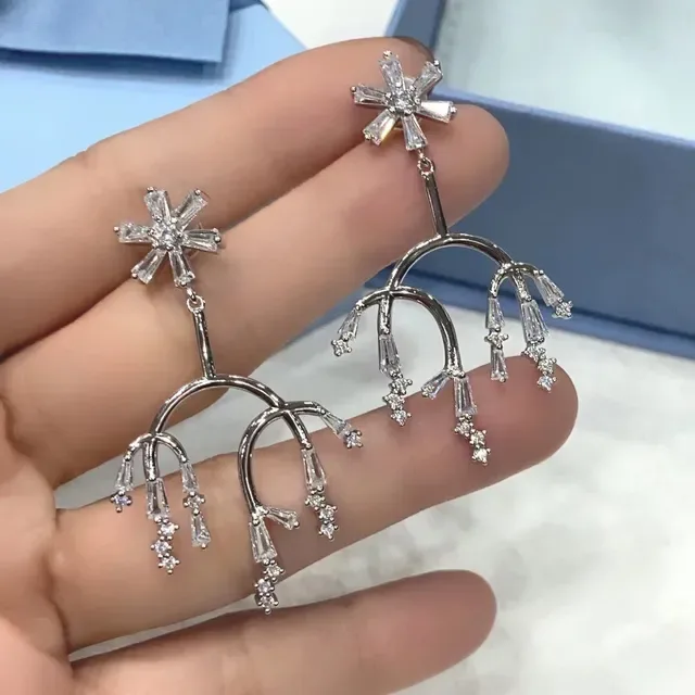 Silver-Tone Floral Branch Chandelier Earrings 4