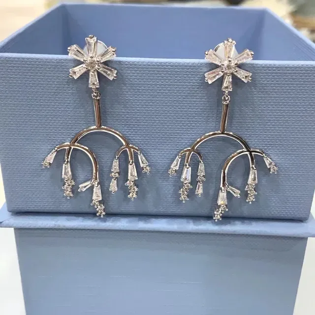 Silver-Tone Floral Branch Chandelier Earrings 5