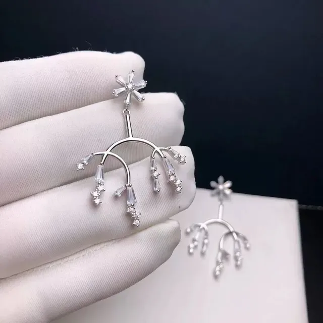 Silver-Tone Floral Branch Chandelier Earrings 6