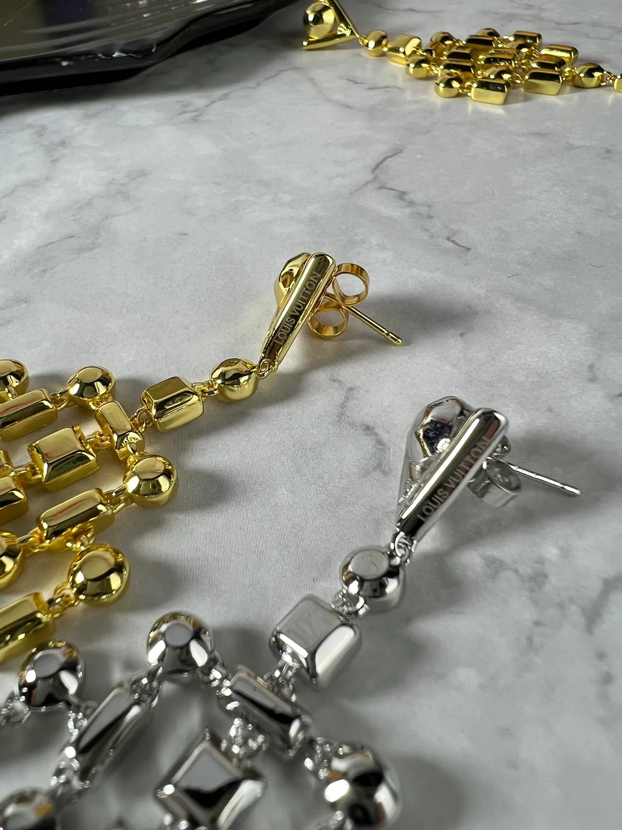 Silver-Tone Geometric Chandelier Dangling Earrings 3