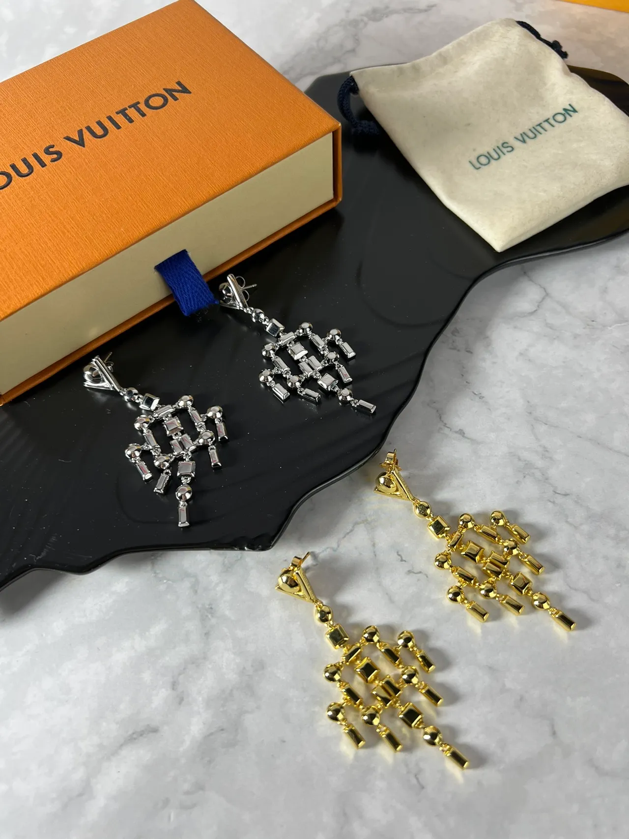 Silver-Tone Geometric Chandelier Dangling Earrings 4