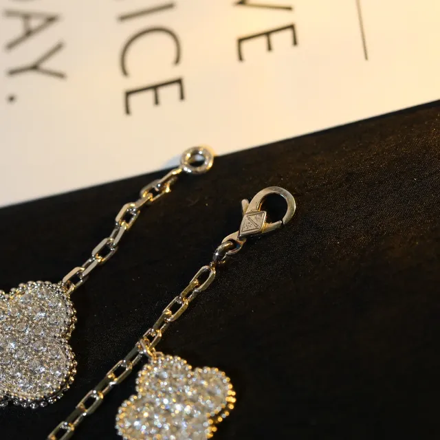 Silver-Tone Pavé Crystal Clover Charm Bracelet 2