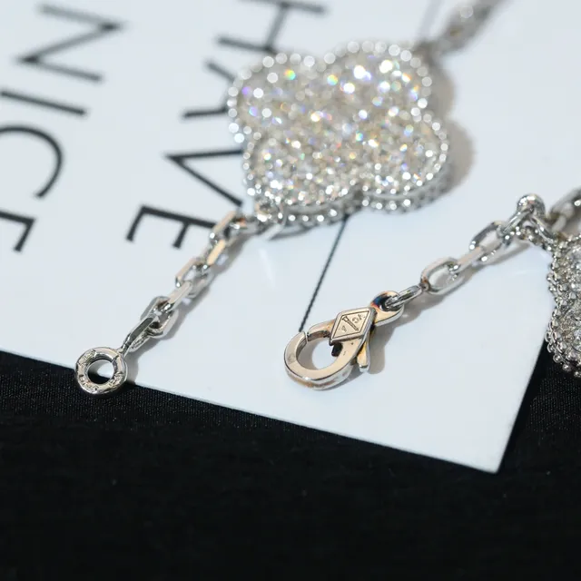 Silver-Tone Pavé Crystal Clover Charm Bracelet 3