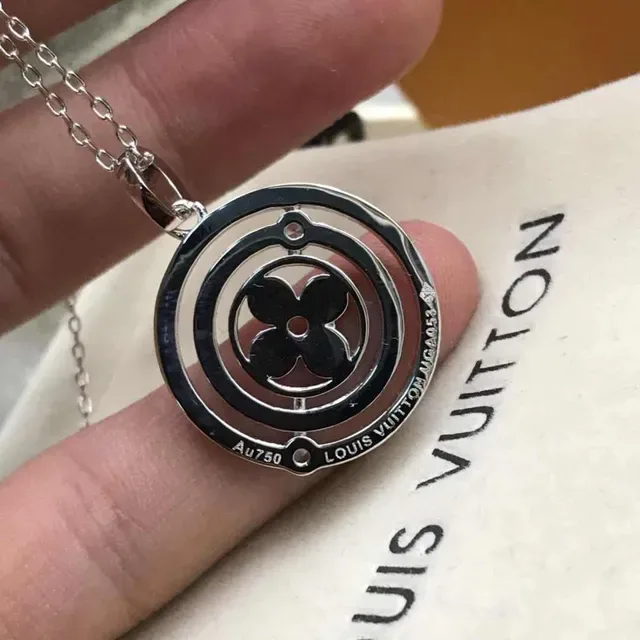 Silver-Tone Pavé Crystal Floral Rotating Circle Pendant Necklace 4