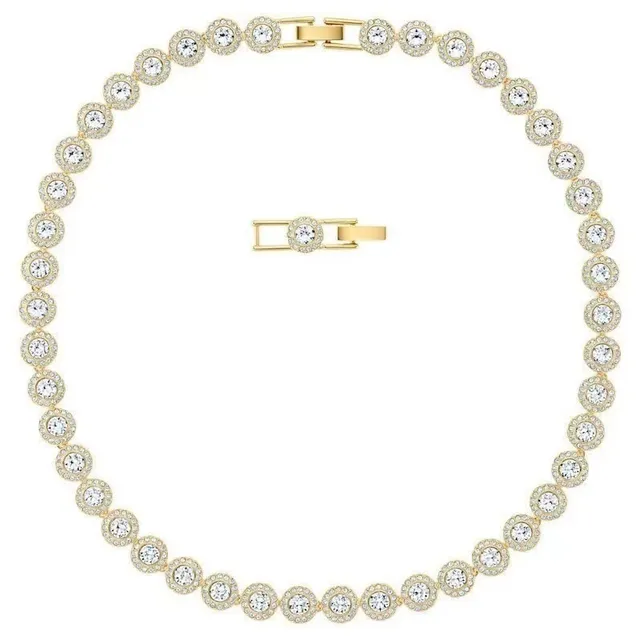 Silver-Tone Pavé Halo Station Necklace 14