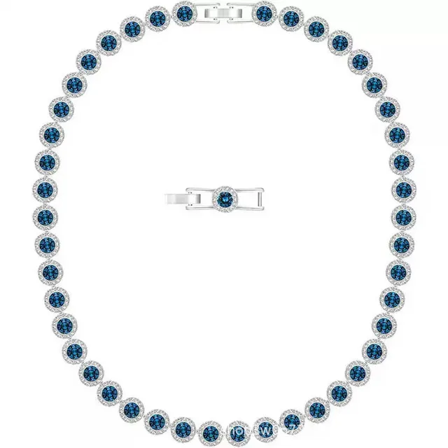 Silver-Tone Pavé Halo Station Necklace 22
