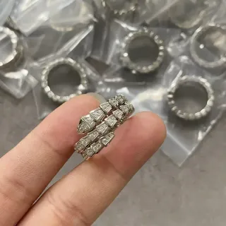 Silver-Tone Pavé-Set Geometric Multi-Row Stackable Rings