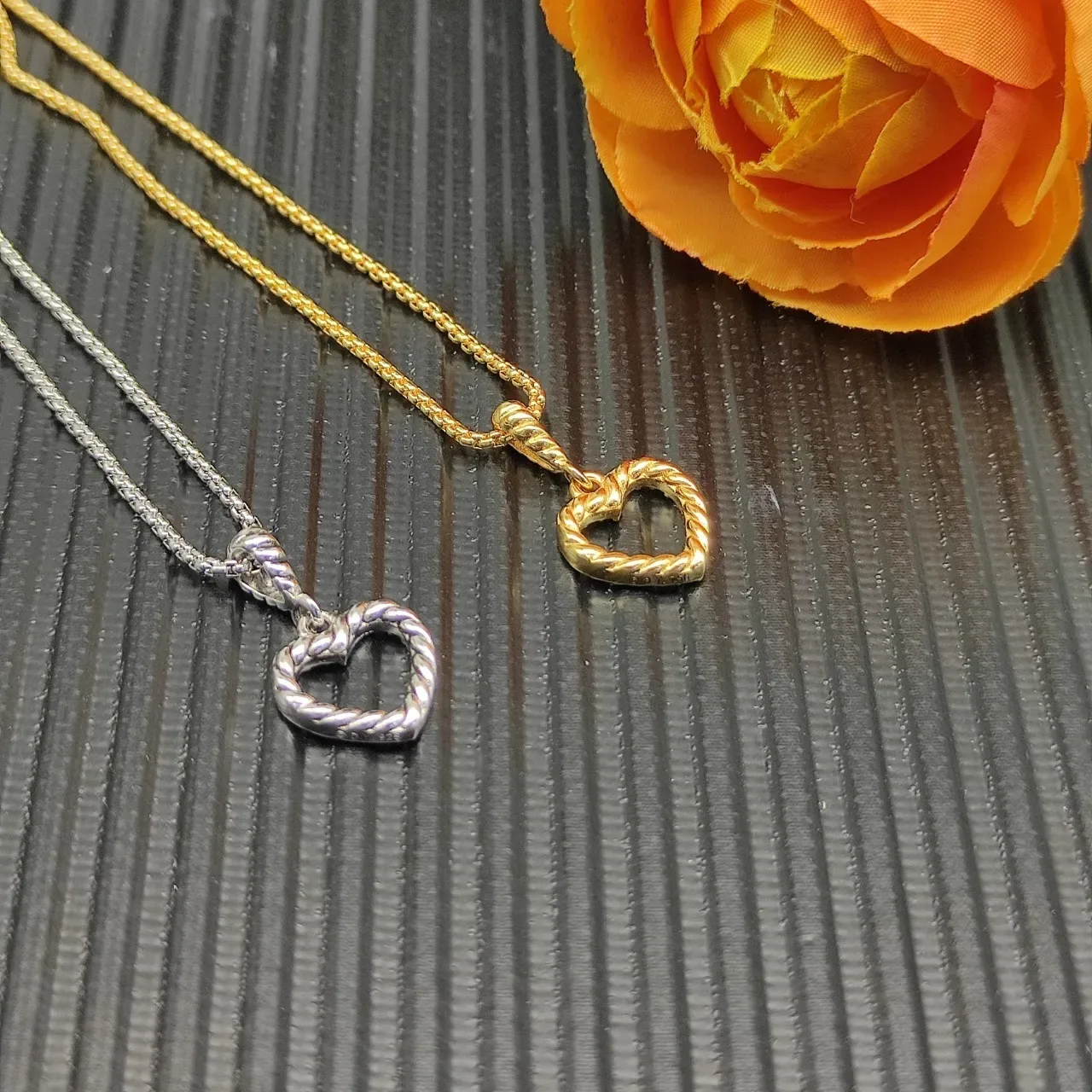 Silver-Tone Pave-Set Open Heart Pendant Necklace 2