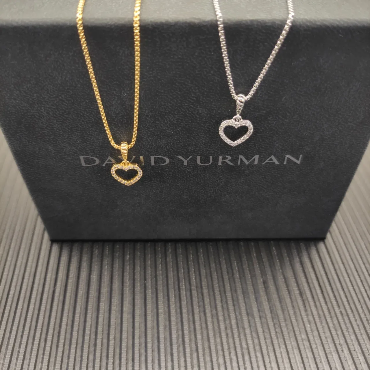 Silver-Tone Pave-Set Open Heart Pendant Necklace 4