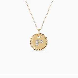 Silver-Tone Rope-Edge Initial P Pendant Necklace 8