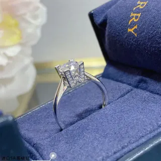 Silver-Tone Square-Cut Center Stone Pavé Shoulder Ring