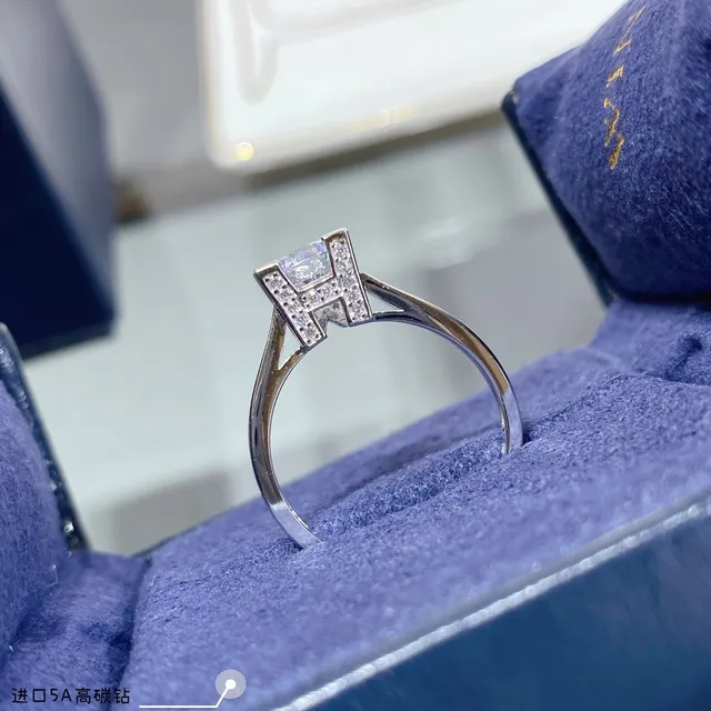 Silver-Tone Square-Cut Center Stone Pavé Shoulder Ring 2