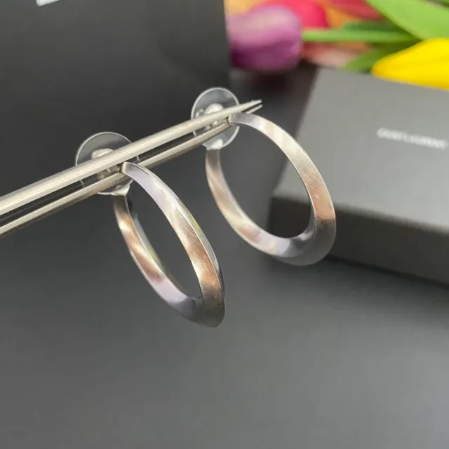 Silver Tone Thick Curved Hoop Earrings 5