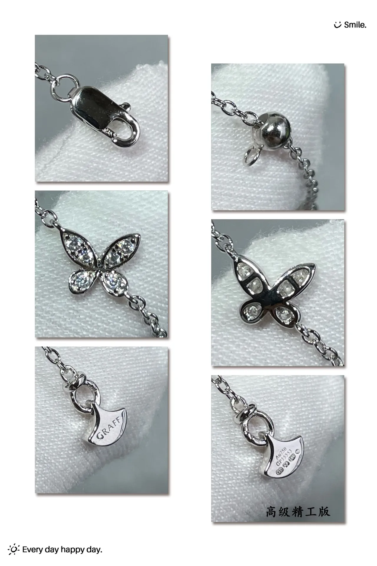 Silver-Toned Pavé Butterfly Motif Delicate Chain Necklaces 2