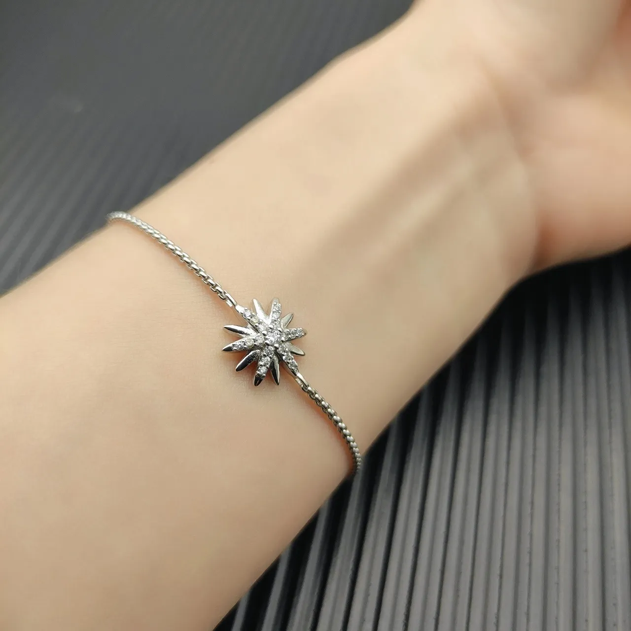 Silver Transparent Box Chain Adjustable Sliding Knot Closure Bracelet 3