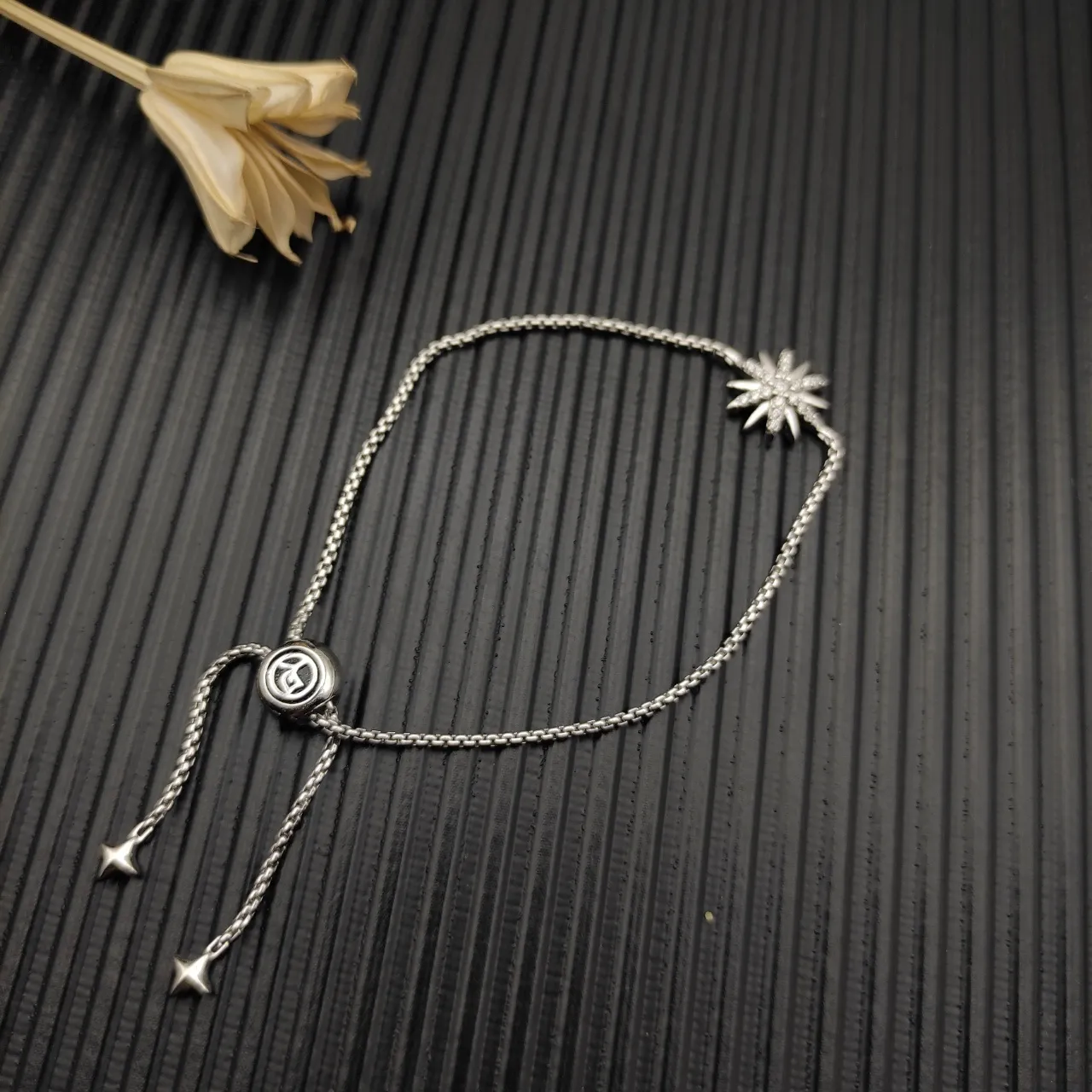 Silver Transparent Box Chain Adjustable Sliding Knot Closure Bracelet 4