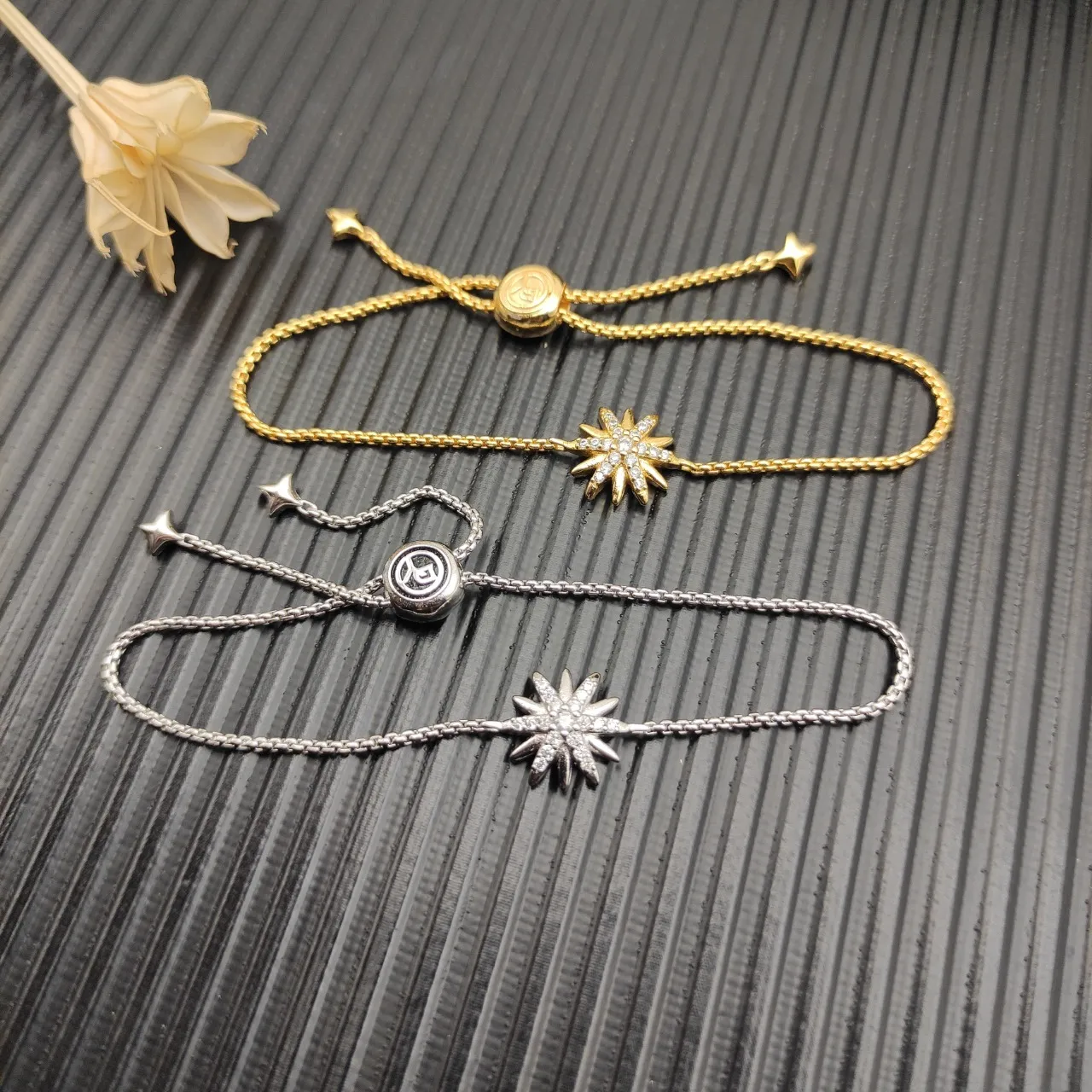 Silver Transparent Box Chain Adjustable Sliding Knot Closure Bracelet 7