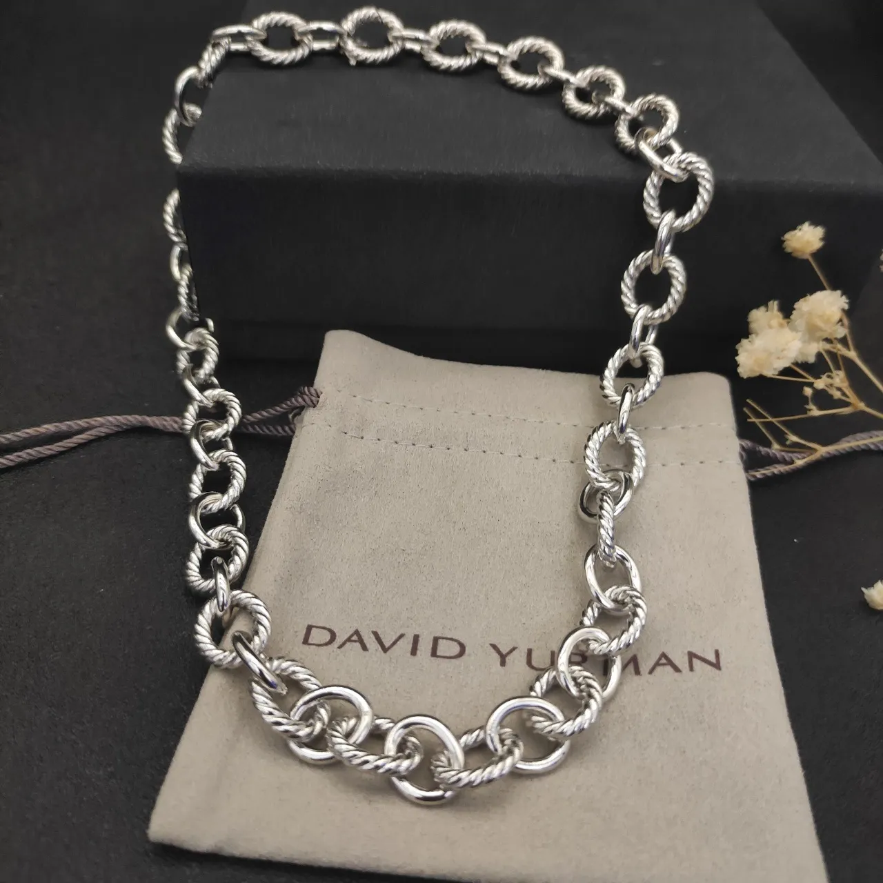 Silver Twisted Rope and Oval Link Chunky Chain Necklace 7
