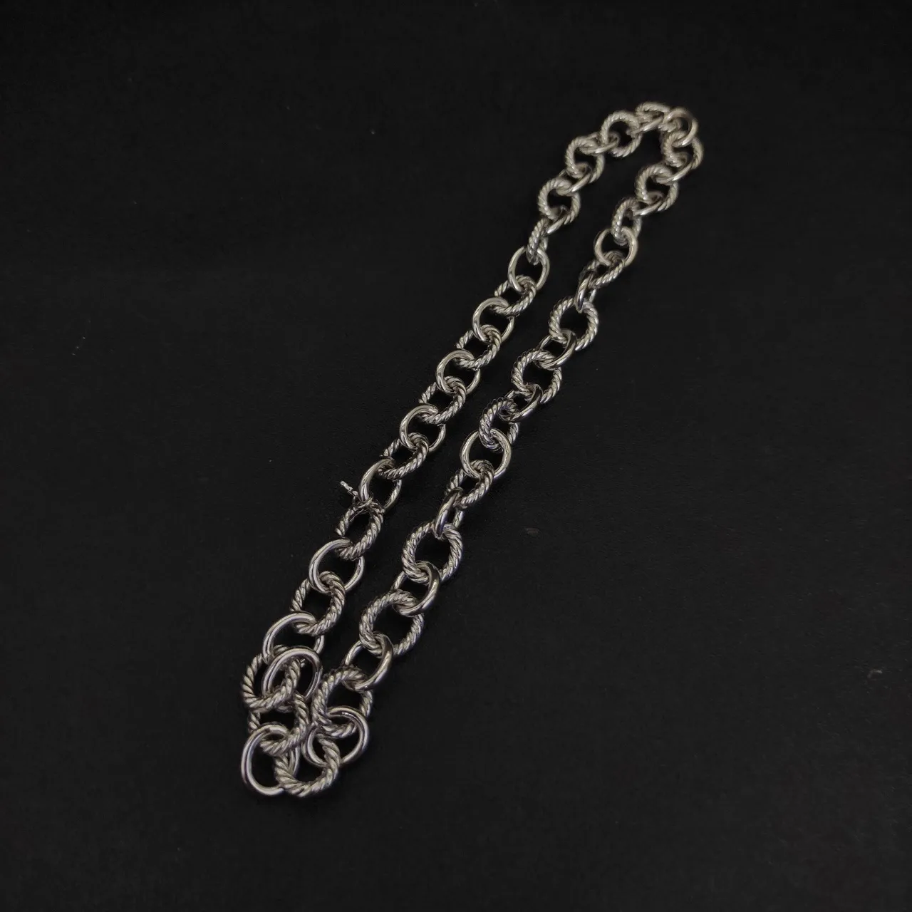 Silver Twisted Rope and Oval Link Chunky Chain Necklace 8