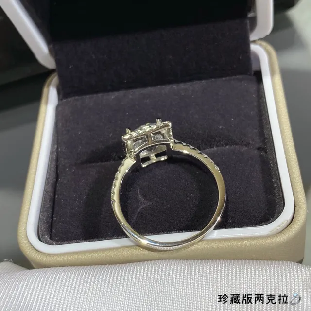 Silver White Square Halo Setting Round Brilliant Center Stone Ring 4