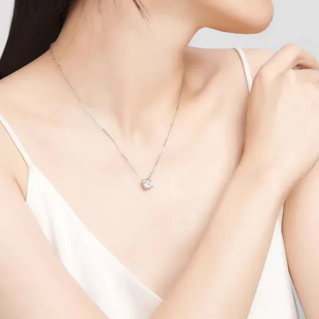 Solitaire Round Brilliant-Cut Stone Pendant Necklace 4