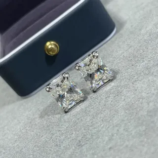 Square-Cut Prong-Set Clear Stud Earrings