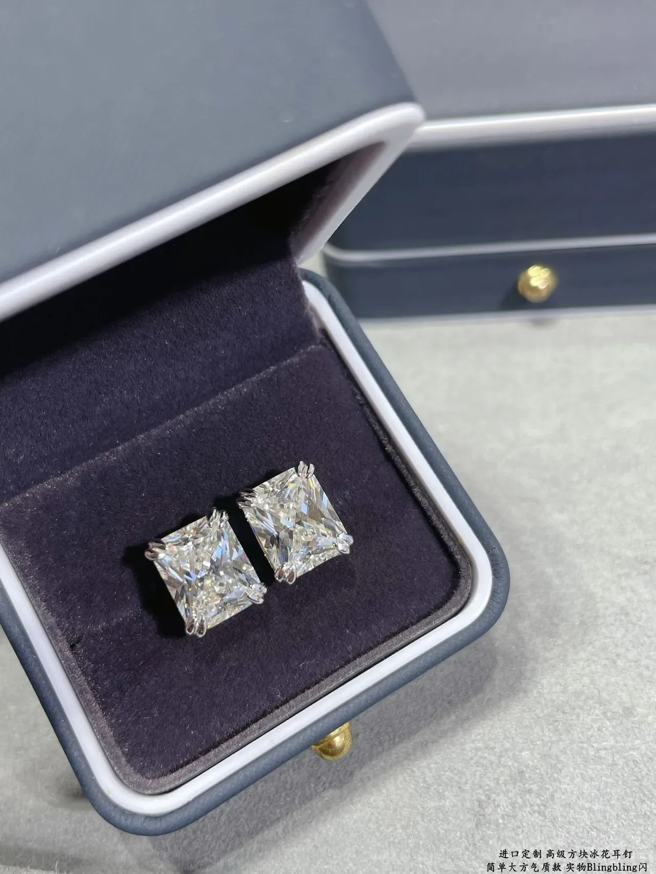 Square-Cut Prong-Set Clear Stud Earrings 6