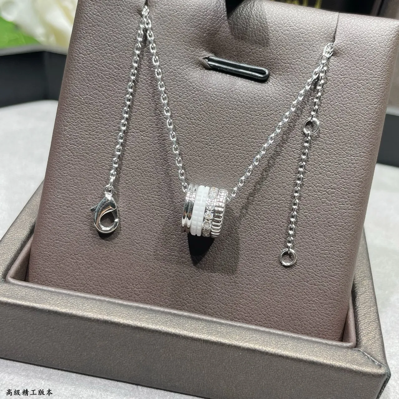 Stacked-Ring Ceramic and Metal Pendant Necklaces 4