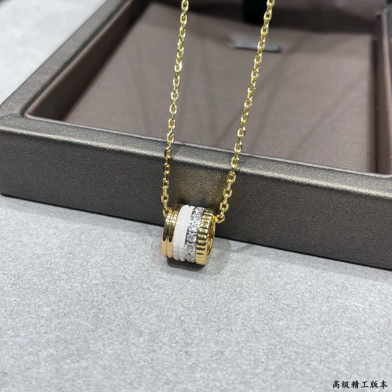 Stacked-Ring Ceramic and Metal Pendant Necklaces 5