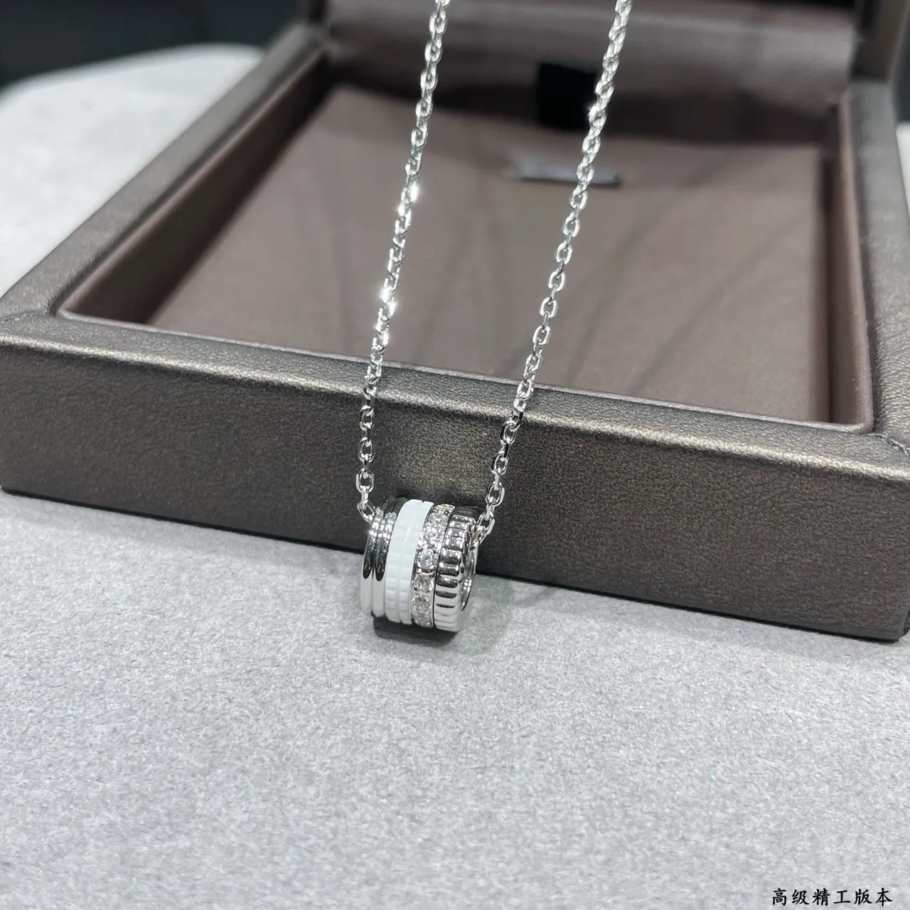 Stacked-Ring Ceramic and Metal Pendant Necklaces 6